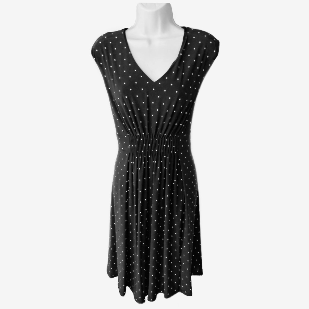 NWT DKNY | Black V-neck Dot Dress